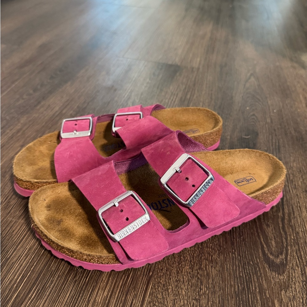 Birkenstock Fuchsia Arizona Suede Sandals